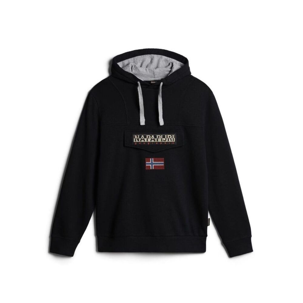 Napapijri Mens Logo Cotton Hoodie / Black
